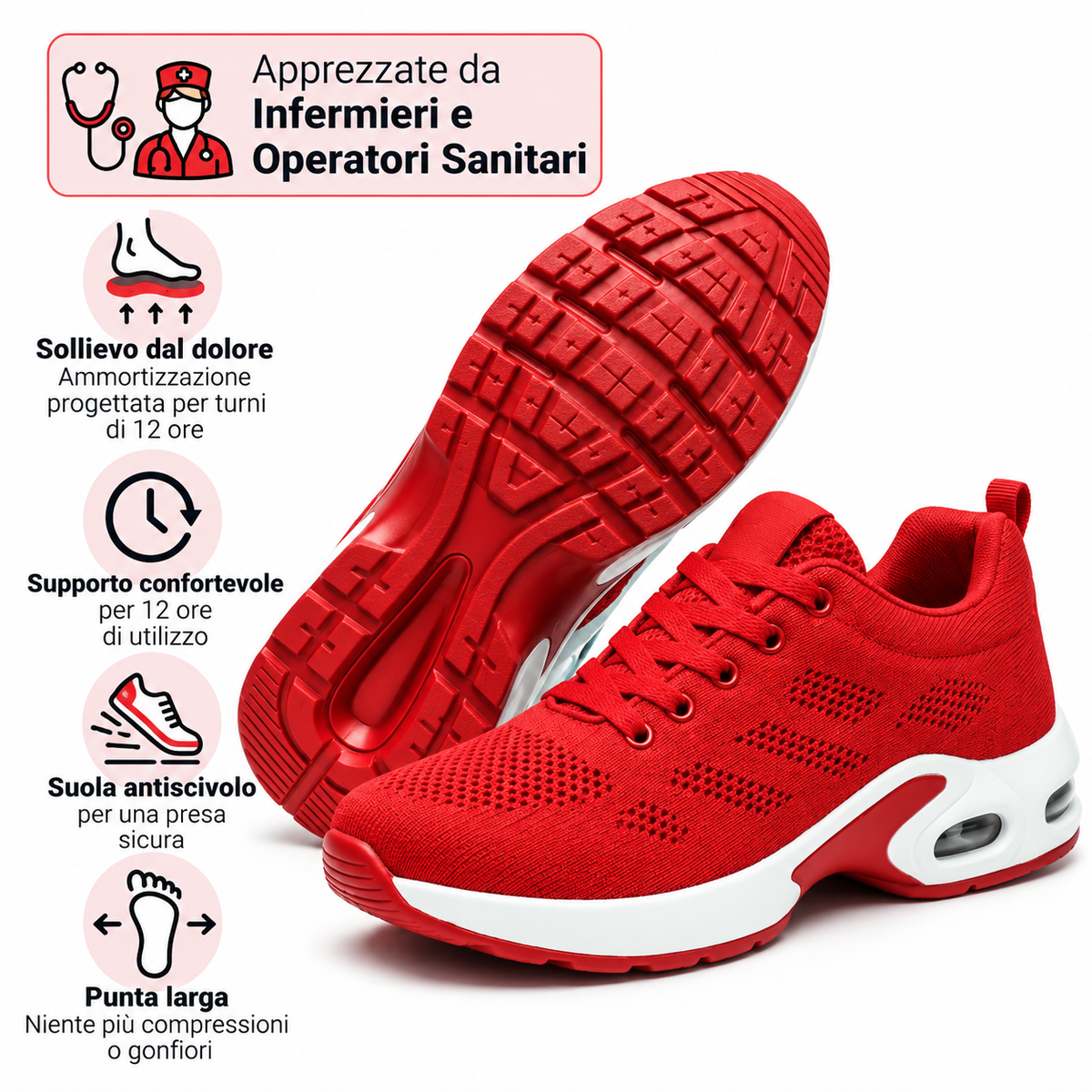 OrthoShoes™ Pro — Scarpe per turni di 12 ore, progettate per alleviare tutto il giorno il dolore a piedi, ginocchia e schiena