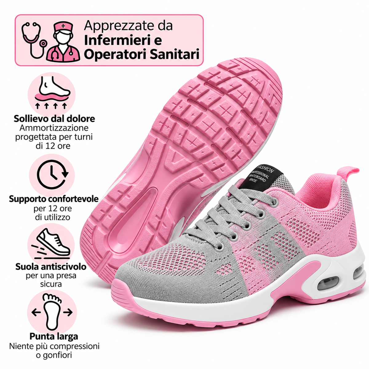 OrthoShoes™ Pro — Scarpe per turni di 12 ore, progettate per alleviare tutto il giorno il dolore a piedi, ginocchia e schiena