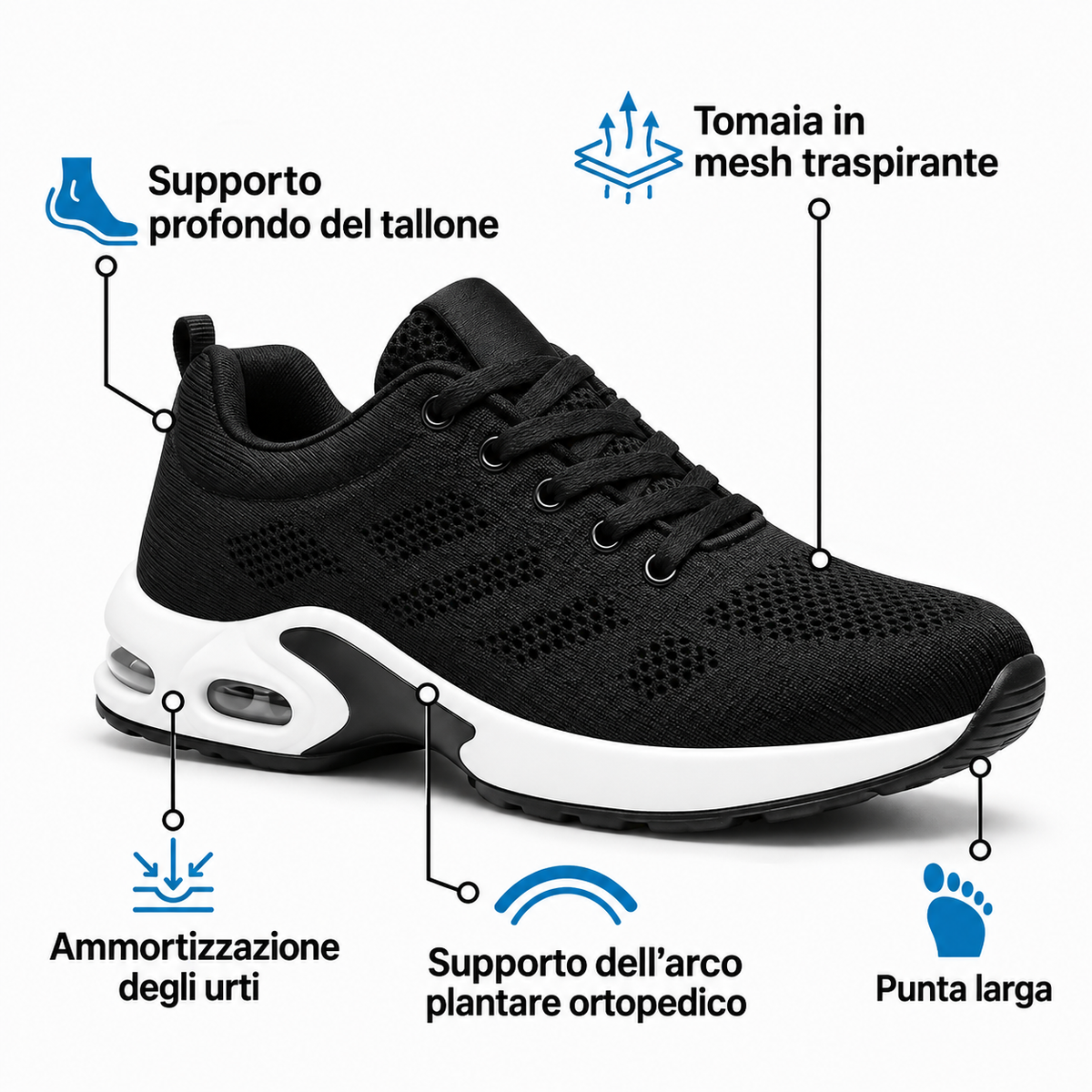 OrthoShoes™ Pro — Scarpe per turni di 12 ore, progettate per alleviare tutto il giorno il dolore a piedi, ginocchia e schiena