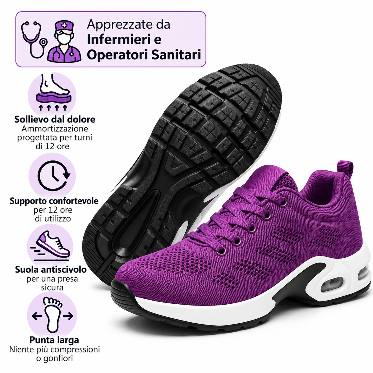 OrthoShoes™ Pro — Scarpe per turni di 12 ore, progettate per alleviare tutto il giorno il dolore a piedi, ginocchia e schiena